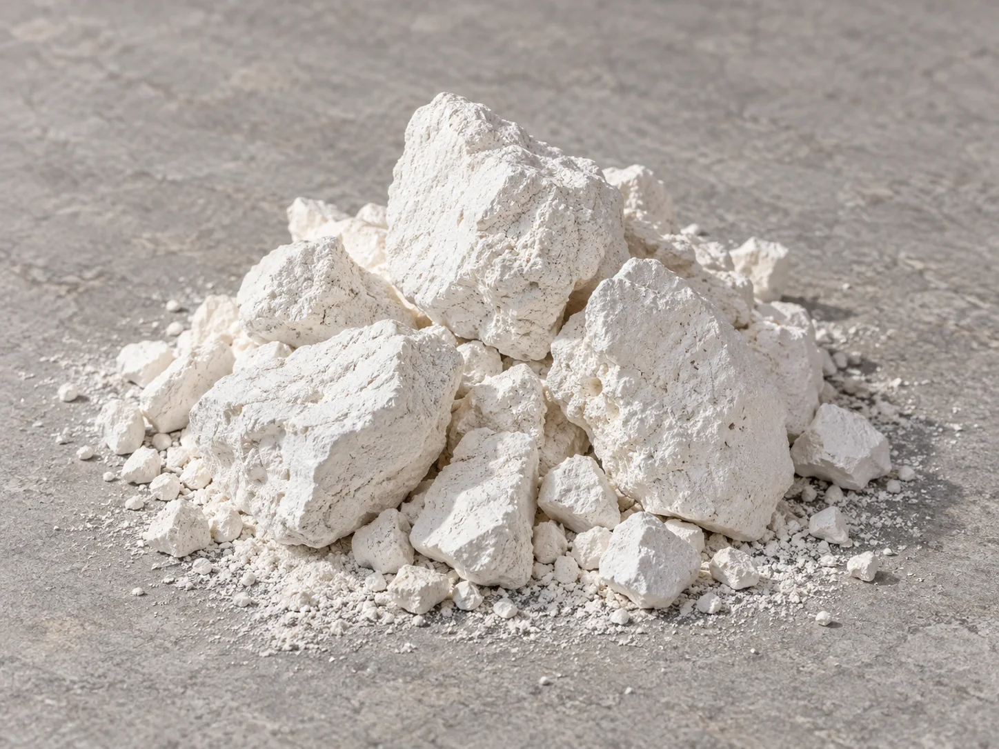 White calcium oxide quicklime material